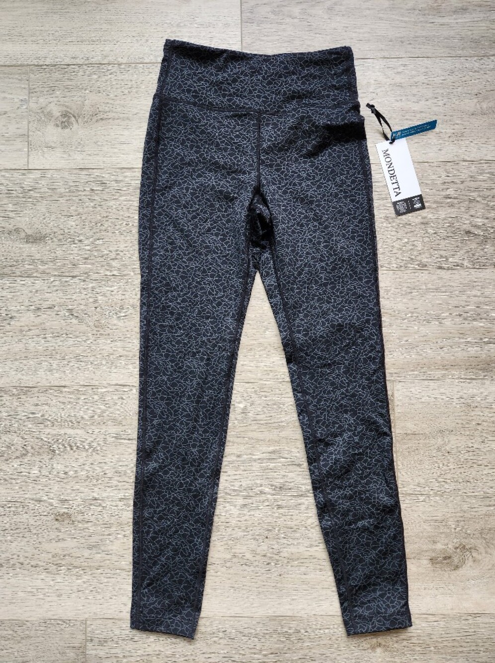 Mondetta Black Floral Yoga Waistband Pocket Leggings Womens Small Nwt